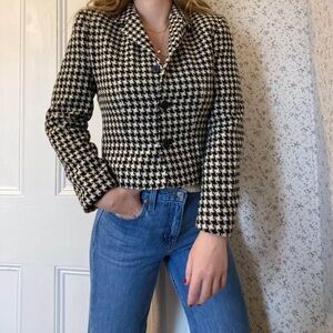 Made in Italy Black and White Houndstooth Blazer